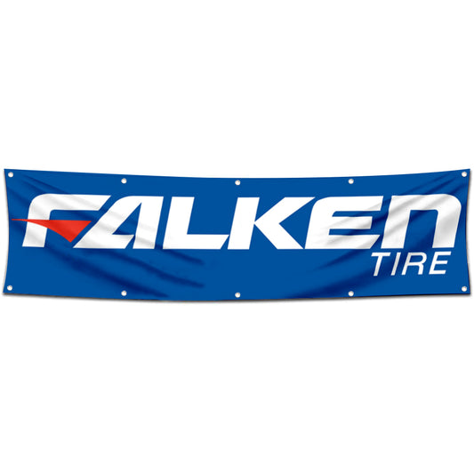 Fyon Car Motor Garage Shop Banner Works for Falken Tire Flag Blue 2x8 Feet