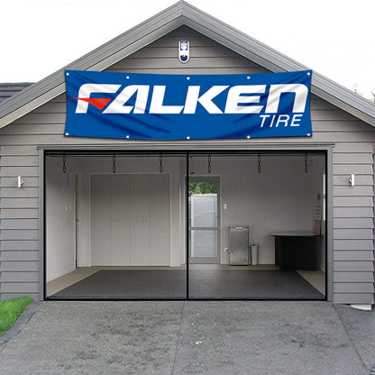 Fyon Car Motor Garage Shop Banner Works for Falken Tire Flag Blue 2x8 Feet