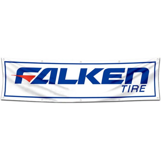 Fyon Car Motor Garage Shop Banner Works for Falken Tire Flag White 2x8 Feet
