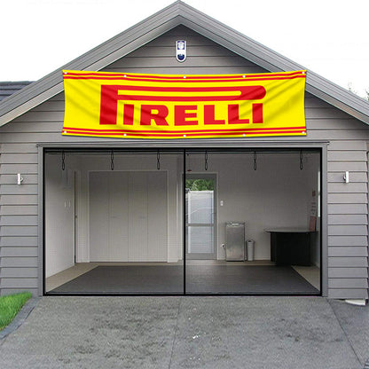 Fyon Car Motor Garage Shop Decor Banner Works for Pirelli Thompson Flag 2x8 Feet