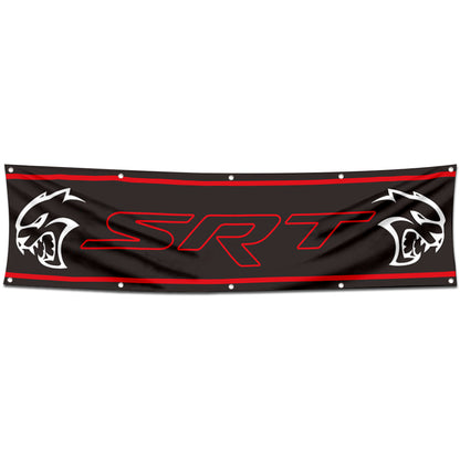 Fyon Car Motor Garage Workshop Banner Work for Dodges SRT Flag Black 2x8 Feet