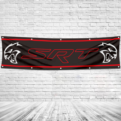 Fyon Car Motor Garage Workshop Banner Work for Dodges SRT Flag Black 2x8 Feet
