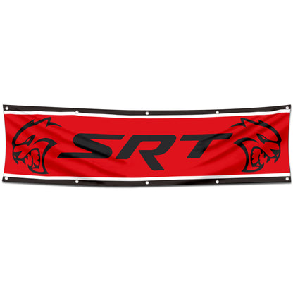 Fyon Car Motor Garage Workshop Banner Work for Dodges SRT Flag Red 2x8 Feet