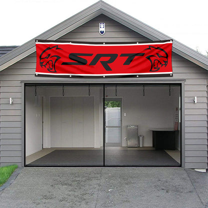 Fyon Car Motor Garage Workshop Banner Work for Dodges SRT Flag Red 2x8 Feet