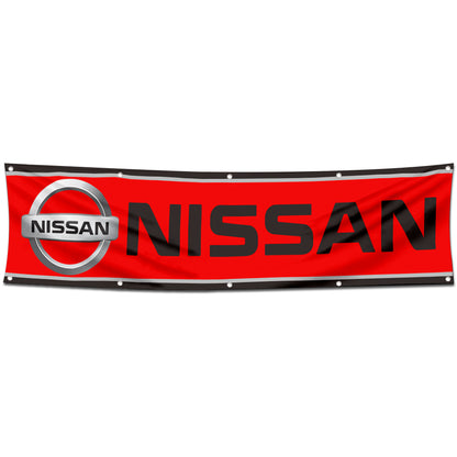 Fyon Car Motor Garage Workshop Banner Work for NISSAN Flag Red 2x8 Feet