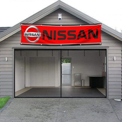 Fyon Car Motor Garage Workshop Banner Work for NISSAN Flag Red 2x8 Feet