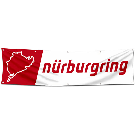 Fyon Car Motor Garage Workshop Banner Work for Nurburgring Racing Flag White 2x8 Feet
