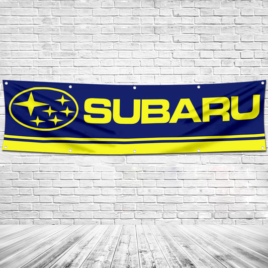 Fyon Car Motor Garage Workshop Banner Work for Subaru Tecnica Flag Blue 2x8 Feet