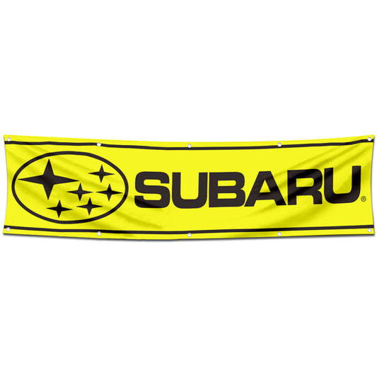 Fyon Car Motor Garage Workshop Banner Work for Subaru Tecnica Flag Yellow 2x8 Feet