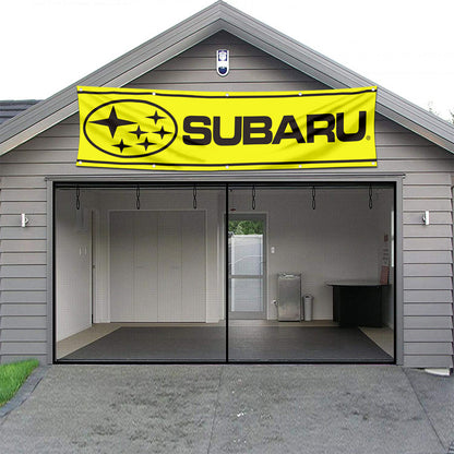 Fyon Car Motor Garage Workshop Banner Work for Subaru Tecnica Flag Yellow 2x8 Feet