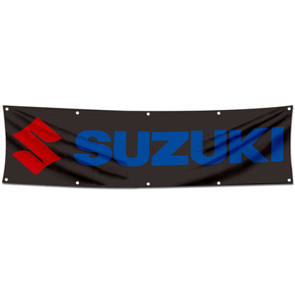 Fyon Car Motor Garage Workshop Banner Work for Suzuki Flag Black 2x8 Feet
