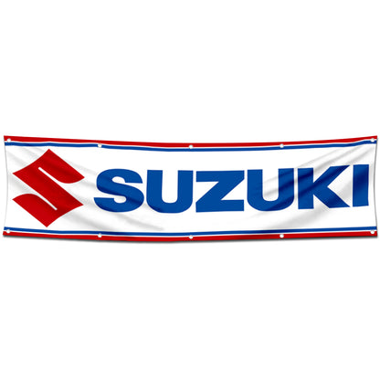Fyon Car Motor Garage Workshop Banner Work for Suzuki Flag White 2x8 Feet