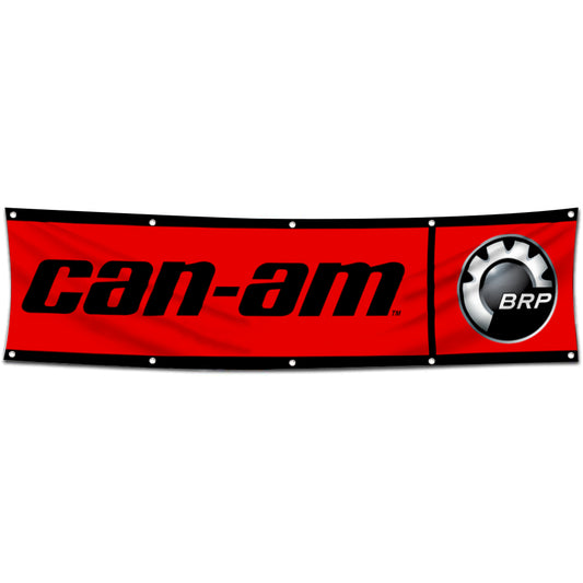 Fyon Car Motor Garage shop Decor Banner Works for Can Ams Flag Red 2x8 Feet