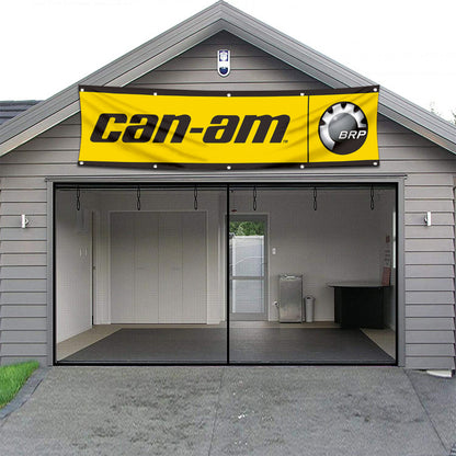 Fyon Car Motor Garage shop Decor Banner Works for Can Ams Flag Yellow 2x8 Feet