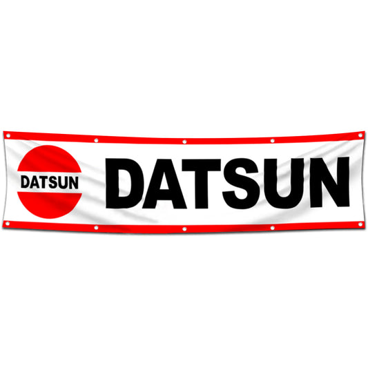 Fyon Car Motor Garage shop Decor Banner Works for Datsuns Flag White 2x8 Feet
