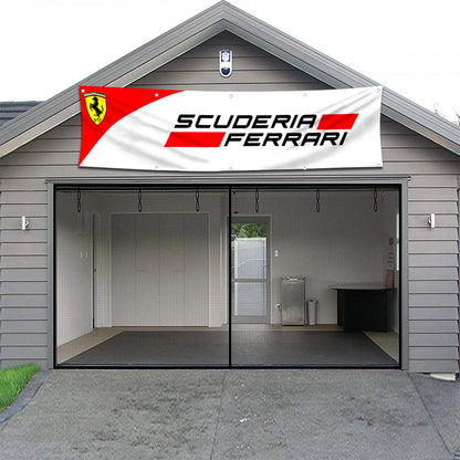 Fyon Car Motor Garage shop Decor Banner Works for  Scuderia Ferrari Team Flag 2x8 Feet