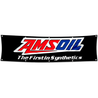 Fyon Car Motor Oil Garage Shop Decor Banner Works for Amsoil Flag Black 2x8 Feet