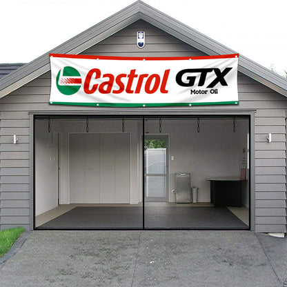 Fyon Car Motor Oil Garage Shop Decor Banner Works for Castrol GTX Flag 2x8 Feet