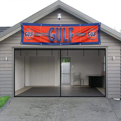 Fyon Car Motor Oil Garage Shop Decor Banner Works for Gulf Flag 2x8 Feet