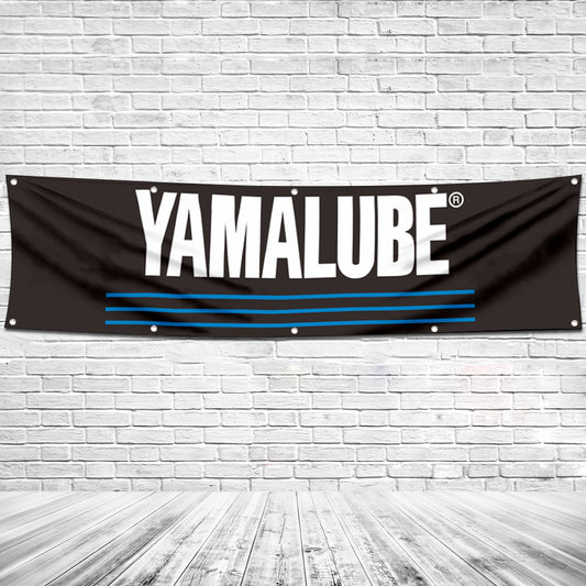 Fyon Car Motor Oil Gas Garage WorkShop Decor Banner Works for Yamalube Flag 2x8 Feet