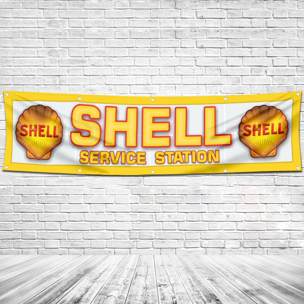 Fyon Car Motor Oil Gas Garage Workshop Banner Works for Shell Flag 2x8 Feet