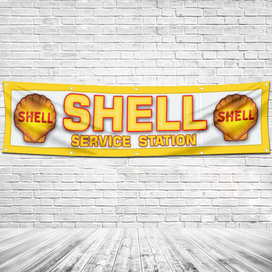 Fyon Car Motor Oil Gas Garage Workshop Banner Works for Shell Flag 2x8 Feet