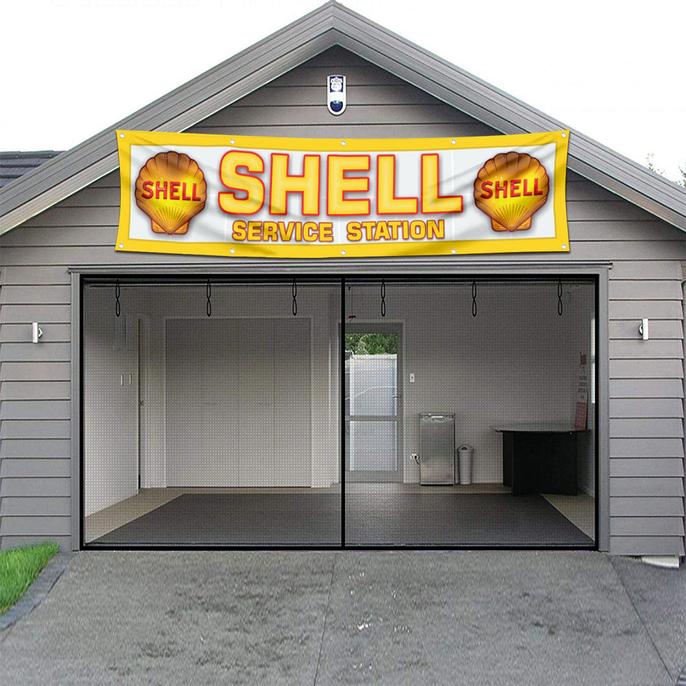 Fyon Car Motor Oil Gas Garage Workshop Banner Works for Shell Flag 2x8 Feet