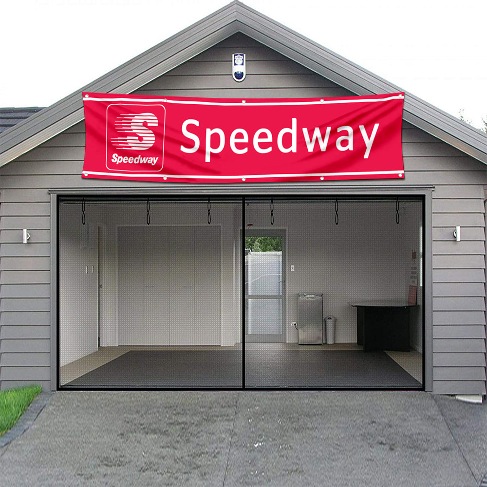 Fyon Car Motor Oil Gas Garage Workshop Banner Works for Speedway Flag 2x8 Feet