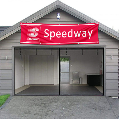 Fyon Car Motor Oil Gas Garage Workshop Banner Works for Speedway Flag 2x8 Feet