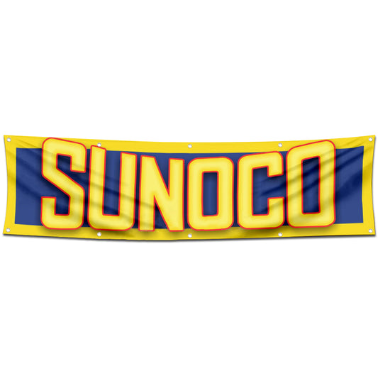 Fyon Car Motor Oils Gas Garage WorkShop Decor Banner Works for Sunoco Flag 2x8 Feet