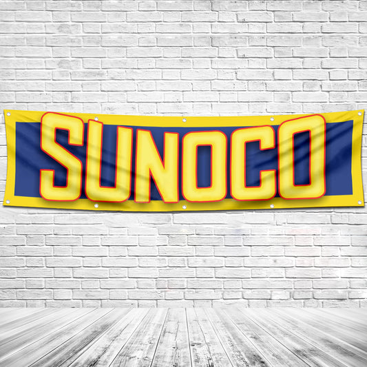 Fyon Car Motor Oils Gas Garage WorkShop Decor Banner Works for Sunoco Flag 2x8 Feet