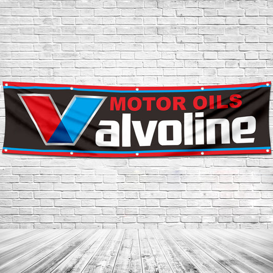Fyon Car Motor Oils Gas Garage WorkShop Decor Banner Works for Valvoline Flag 2x8 Feet