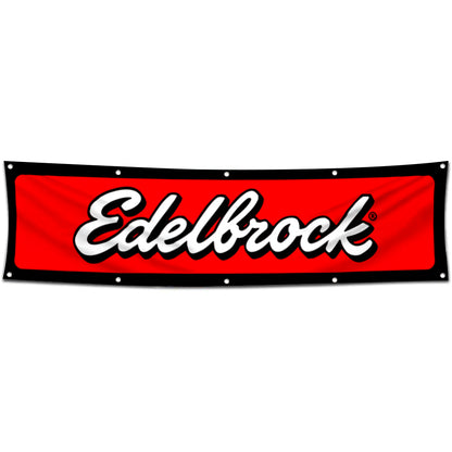 Fyon Car Motor Parts Garage Shop Decor Banner Works for Edelbrock Flag 2x8 Feet