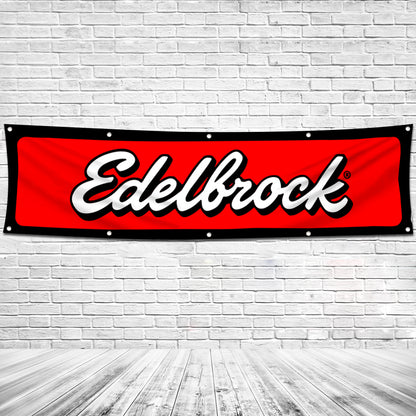 Fyon Car Motor Parts Garage Shop Decor Banner Works for Edelbrock Flag 2x8 Feet