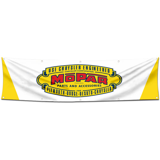 Fyon Car Motor Parts Garage Workshop Decor Banner Works for Mopar Flag White 2x8 Feet