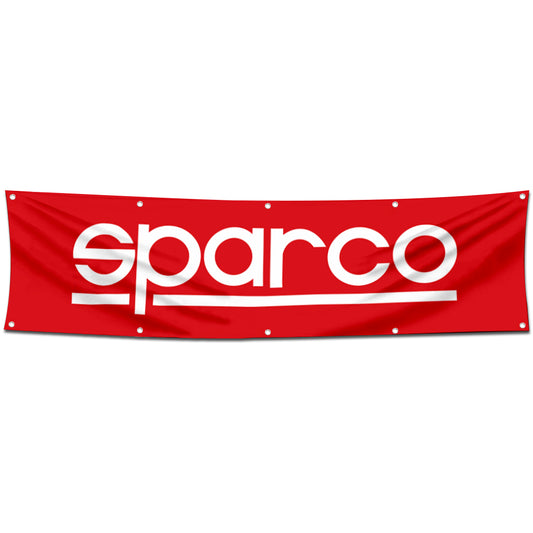 Fyon Car Motor Parts Garage Workshop Decor Banner Works for Sparco Flag Red 2x8 Feet