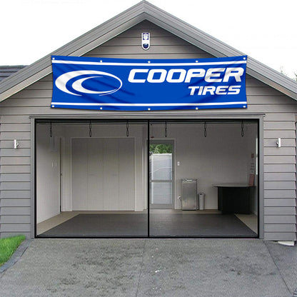 Fyon Car Motor Tires Garage Shop Decor Banner Works for Cooper Flag 2x8 Feet
