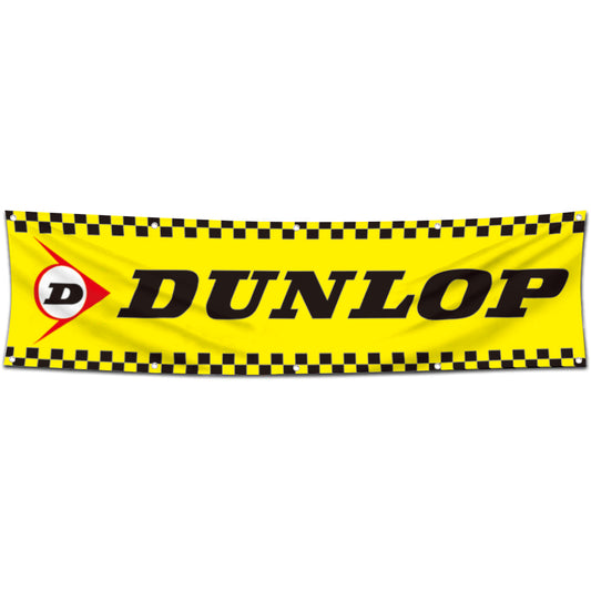Fyon Car Motor Tires Garage Shop Decor Banner Works for Dunlop Flag Yellow 2x8 Feet