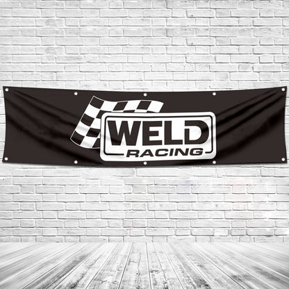 Fyon Car Motor Wheels Garage Shop Decor Banner Works for Weld Racing  Flag 2x8 Feet