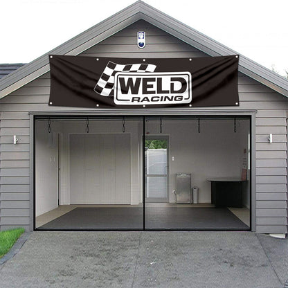 Fyon Car Motor Wheels Garage Shop Decor Banner Works for Weld Racing  Flag 2x8 Feet