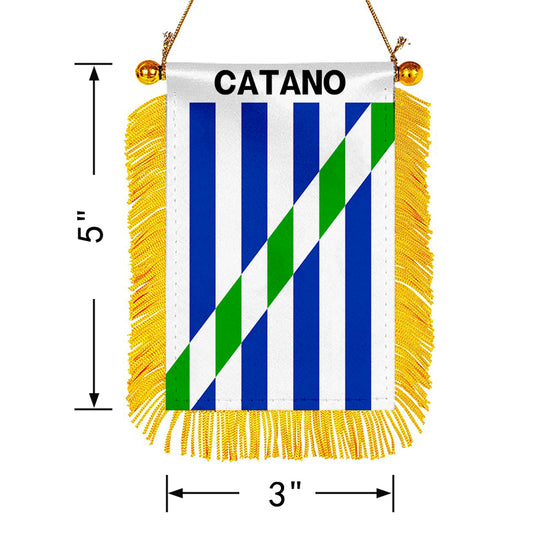 Cataño, Puerto Rico Flag  Mini Car Rearview Mirror Flag Banner - 2PC