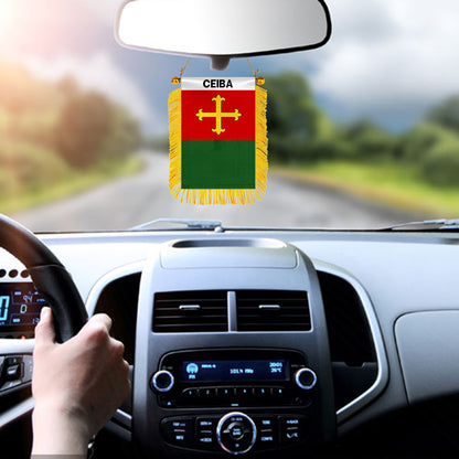 Ceiba, Puerto Rico Flag Mini Car Rearview Mirror Flag Banner - 2PC