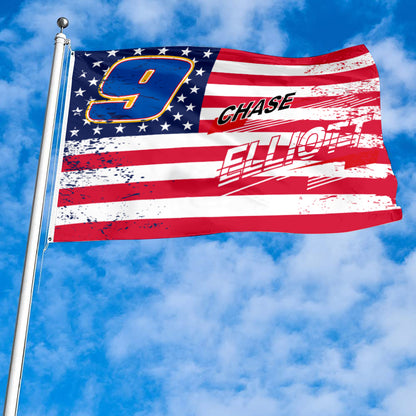 Fyon Chase Elliott #9 Stars and Stripes Flag  Banner