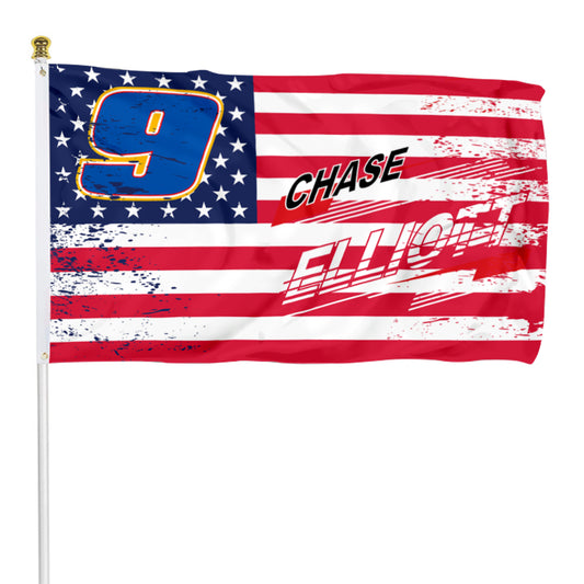 Fyon Chase Elliott #9 Stars and Stripes Flag  Banner