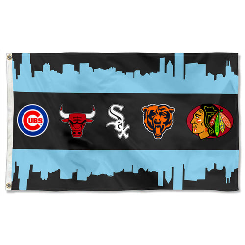 Fyon Chicago City Sport Team Logos Flag Banner