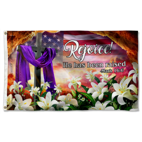 Fyon Christian Cross. My God. He Has been raised. Easter Day American Flag 41003  Indoor and outdoor banner