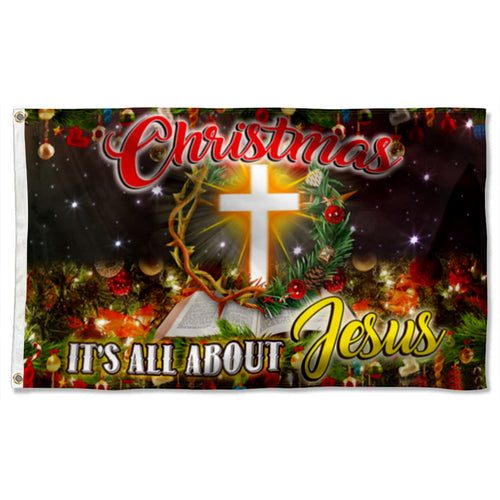 Fyon Christmas Jesus It’s All About Jesus Flag Banner 41004  Indoor and outdoor banner