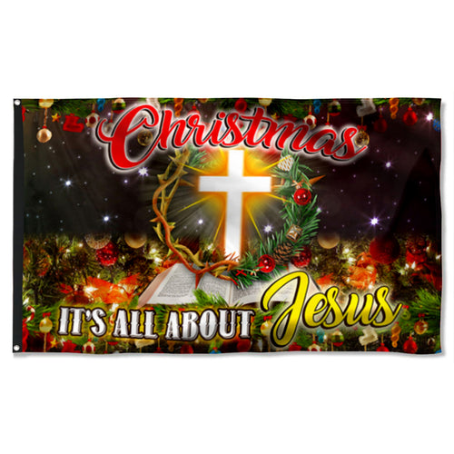 Fyon Christmas Jesus It’s All About Jesus Flag 41337 Indoor and outdoor banner