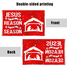 Fyon Christmas Jesus is The Reason for Season Nativity Manger Scene Flag Banner