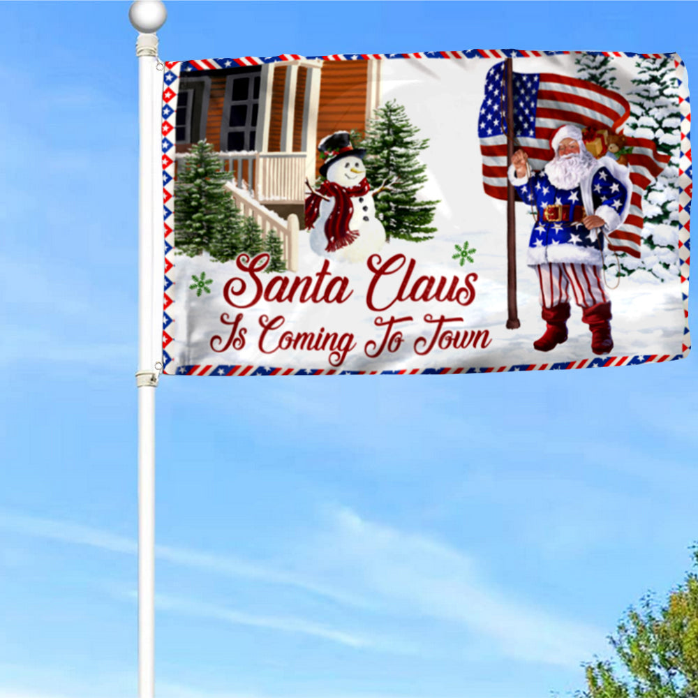 Fyon Christmas Joy Santa Claus Is Coming To Town Flag 41338 Indoor and outdoor banner
